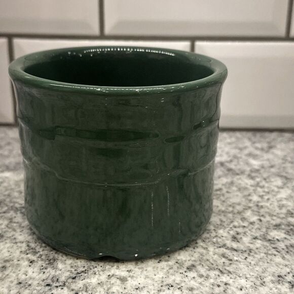 Longaberger Pottery  Green Woven Traditions 1-Pint Crock  3 1/2 x 4 1/2" Country - Picture 10 of 10